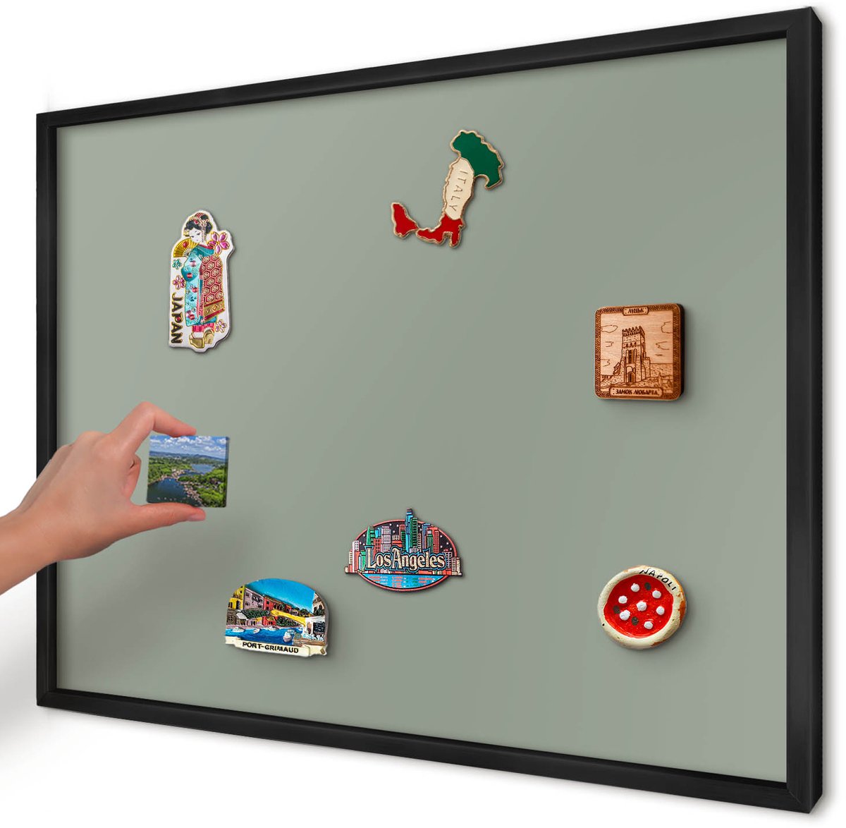 Artprintcave Groente Magneetbord mit Zwart Frame - 70x50 cm - Verstandig Memobord Keuken - Minimalist Notitiebord - Achtergronden En Patronen