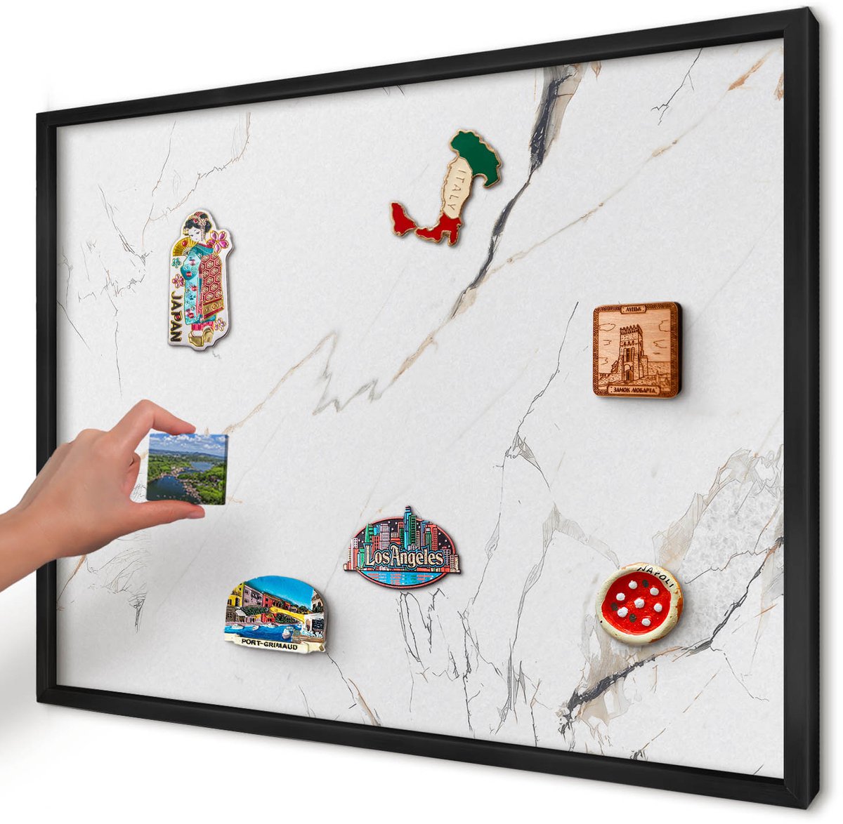 Artprintcave Wit Magneetbord mit Zwart Frame - 70x50 cm - Moderne Elegantie Wandbord Magnetisch - Modern Magnetisch Bord - Texturen
