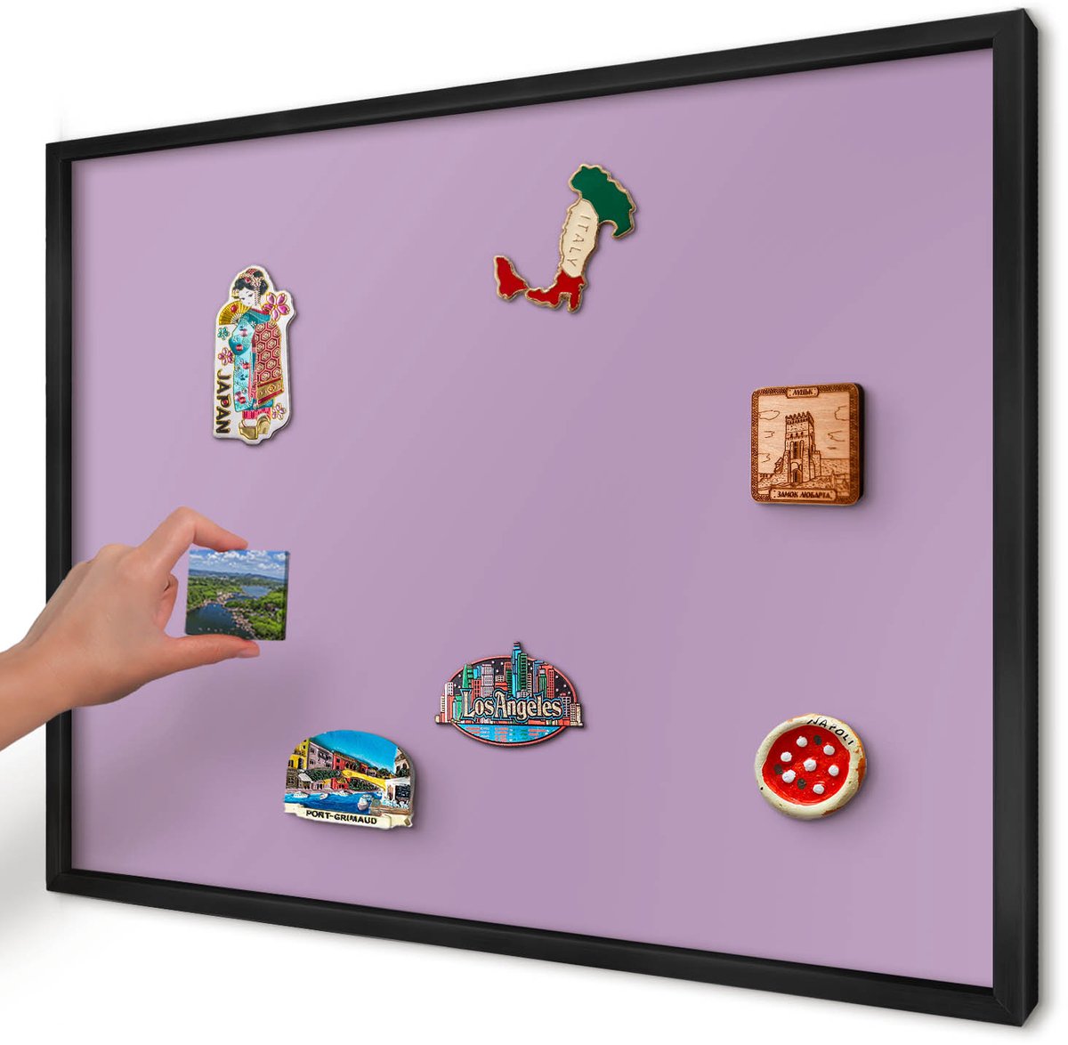 Artprintcave Paars Magneetbord mit Zwart Frame - 70x50 cm - Lichtpaars Magnetisch Bord Voor Magneten - Minimalist Magneetbord Voor Keuken - Achtergronden En Patronen
