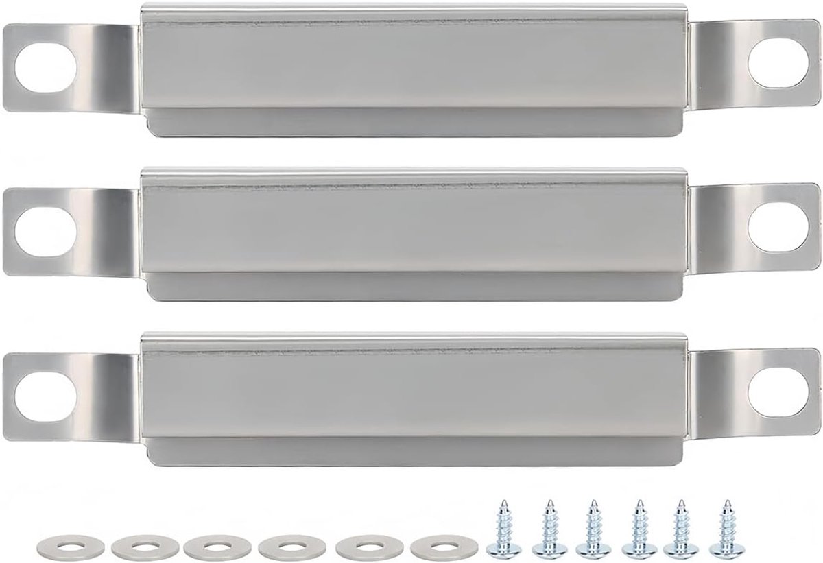 3 stuks 127-220mm Crossover-brander Verstelbare Crossover-buis BBQ RVS Vlambrug voor barbecue-accessoires (met schroeven)