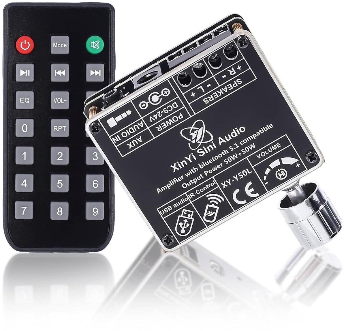Bluetooth 5.1 Versterkerplaat - HiFi 2.0 Stereo Audio Ontvanger met AUX/Bluetooth/U-disk en Afstandsbediening voor Thuisluidsprekers