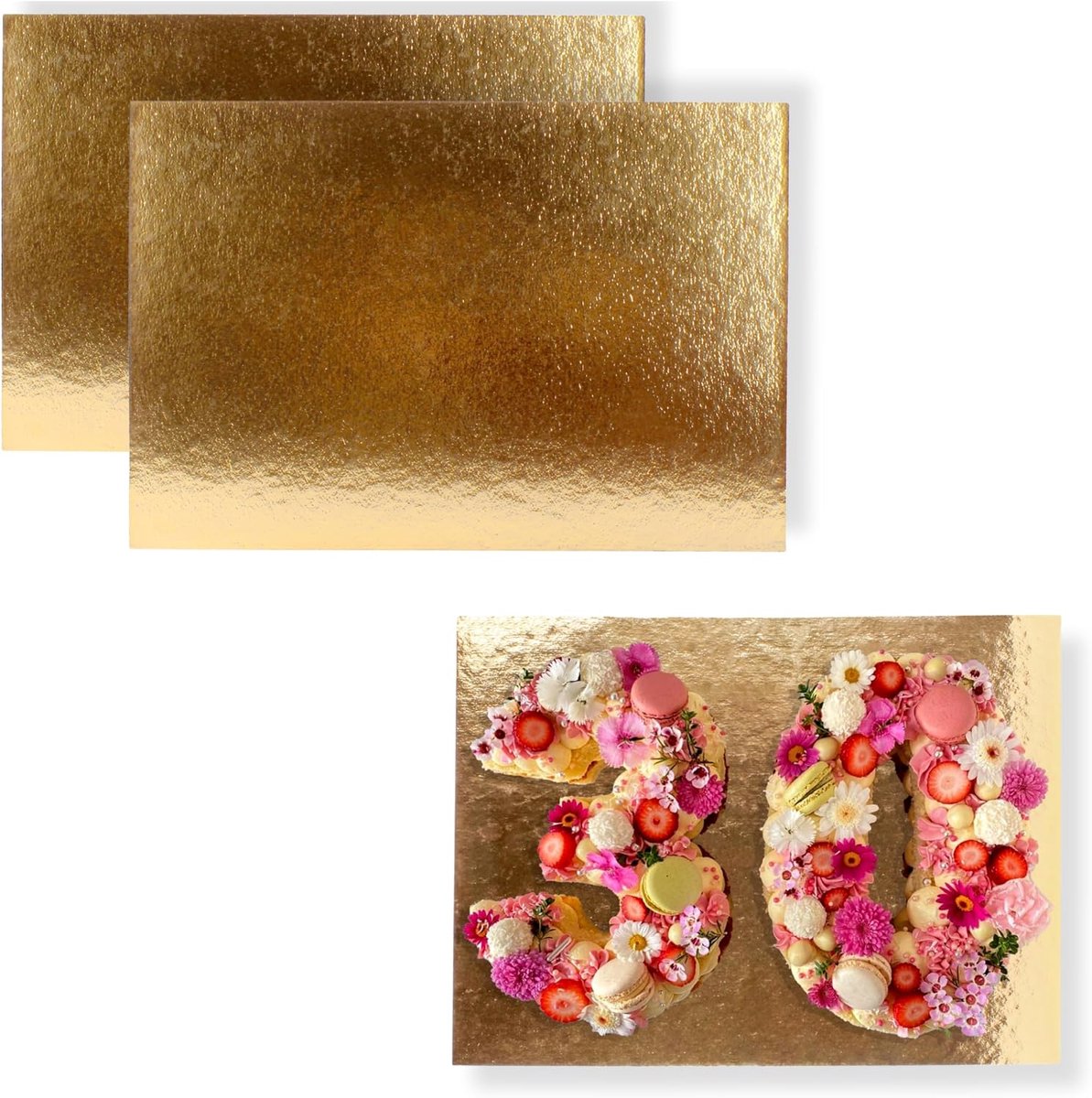10-delig set taartonderlegger Rechthoekige 40x30 cm | Cake Board | Taartbodems | Karton Goud 1 mm Dikte | Grote taartplaat | Taartplaat Cakeboard voor taarten, cake en verjaardagscake
