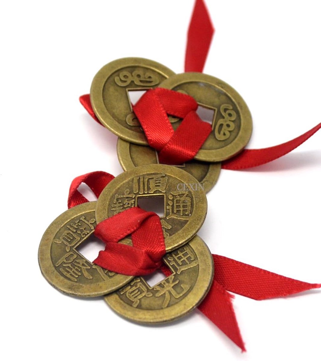 2 stuks Chinese Feng Shui Drie I Ching Munten voor Fortuin W
