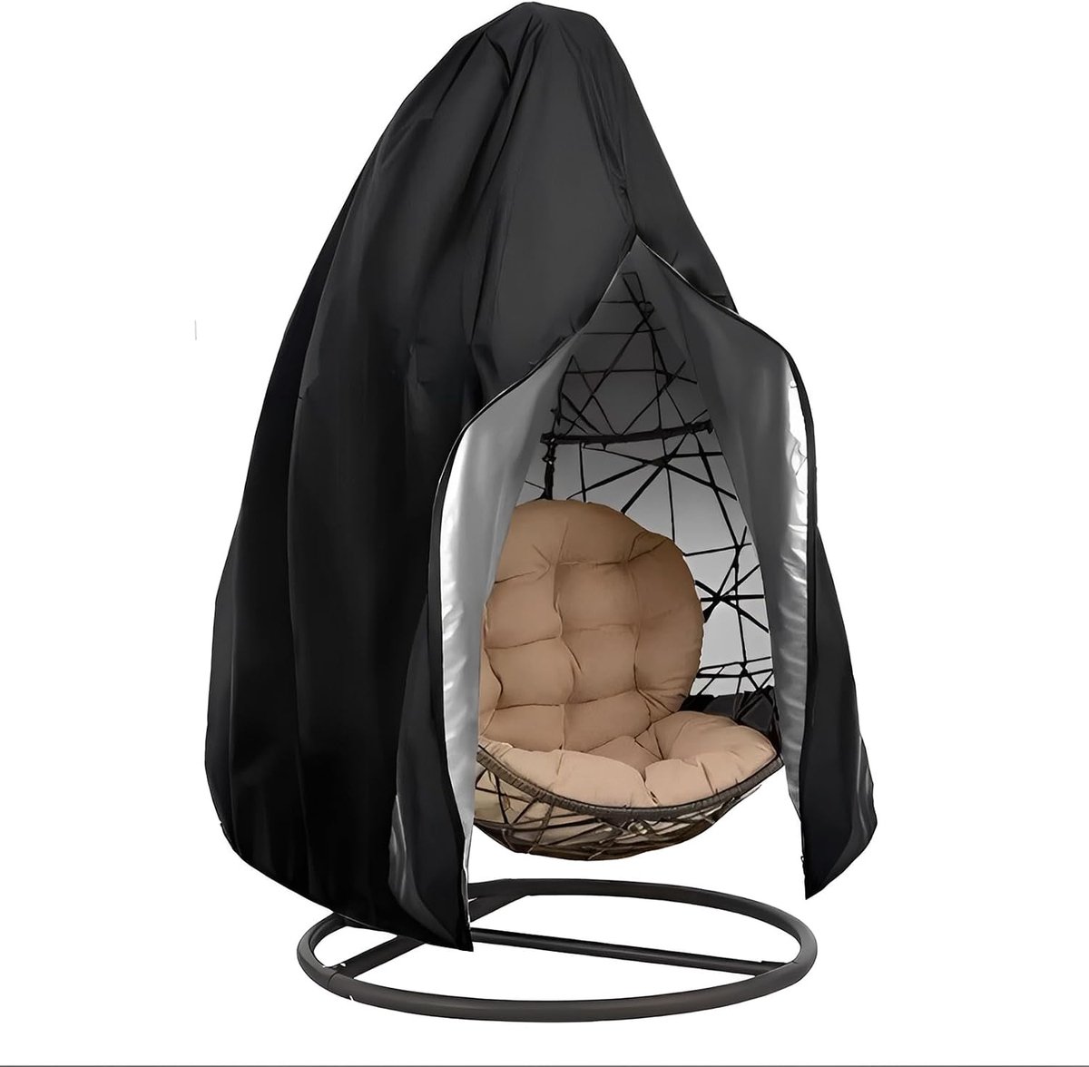 Universele beschermhoes voor hangstoelen en hangstoelen, 190 x 115 cm, 420D Oxford-hoes met ritssluiting, ideaal voor duurzame outdoor opslag (420D)
