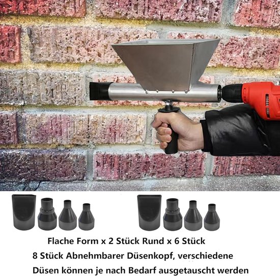 Elektrische Mörtelspuit met 8 Verschillende Nozzles voor Voegen, Beton en Muurafwerking, Ideaal voor Mörtelvoegen en Vloeren — afbeelding 4