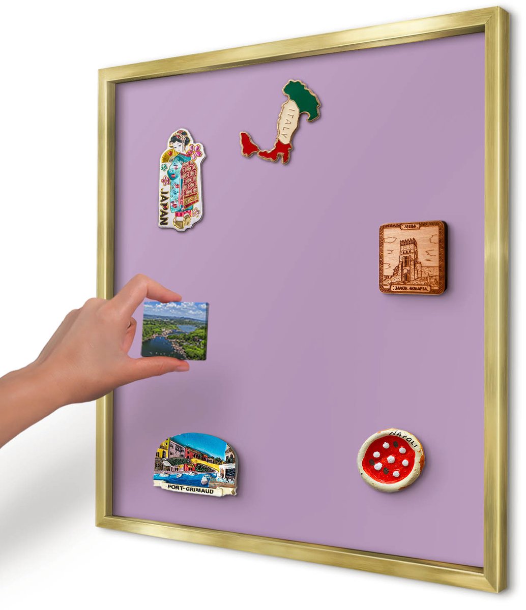 Artprintcave Paars Magneetbord mit Gouden Frame - 50x50 cm - Lichtpaars Bord Voor Magneten - Minimalist Magnetisch Bord Voor Magneten - Achtergronden En Patronen