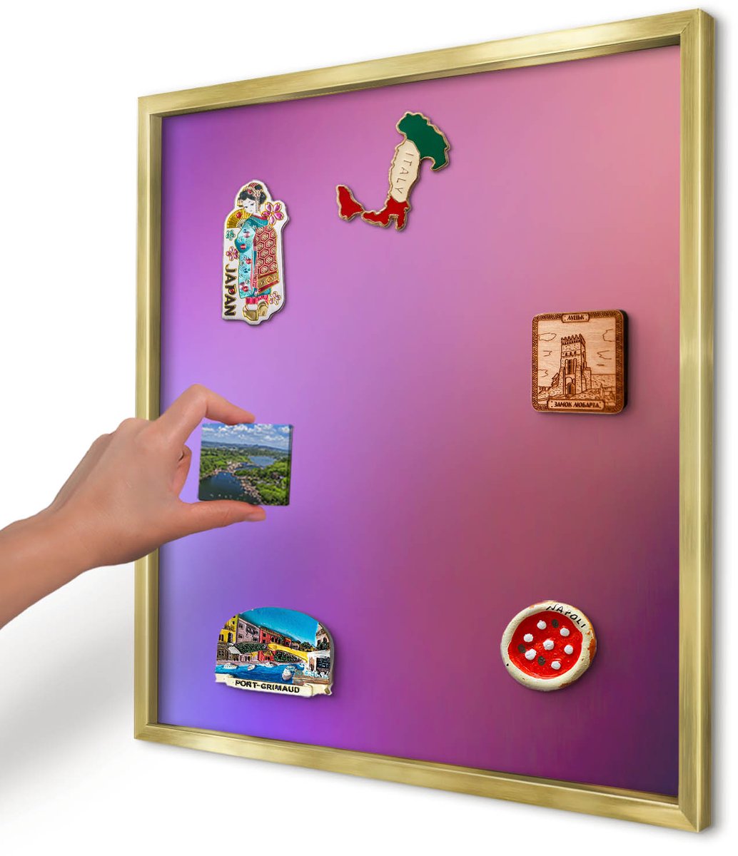 Artprintcave Paars Magneetbord mit Gouden Frame - 50x50 cm - Kleuren Van Harmonie Magnetisch Bord - Abstract Magneet Bord mit Frame - Abstractie