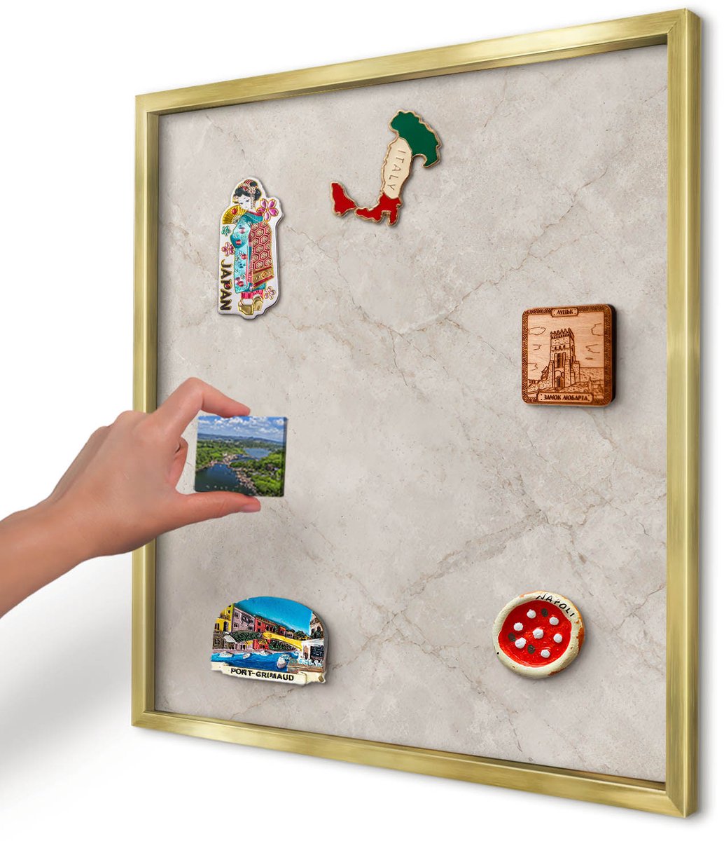 Artprintcave Wit Magneetbord mit Gouden Frame - 50x50 cm - Natuurlijke Elegantie Magnetisch Bord - Klassiek Wandbord Magnetisch - Texturen