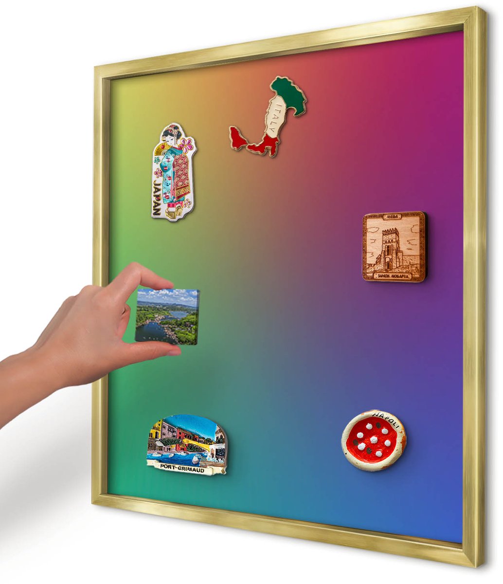 Artprintcave Groente Magneetbord mit Gouden Frame - 50x50 cm - Regenbooggradient Magneetbord Voor Keuken - Abstract Magnetisch Bord Voor Magneten - Abstractie
