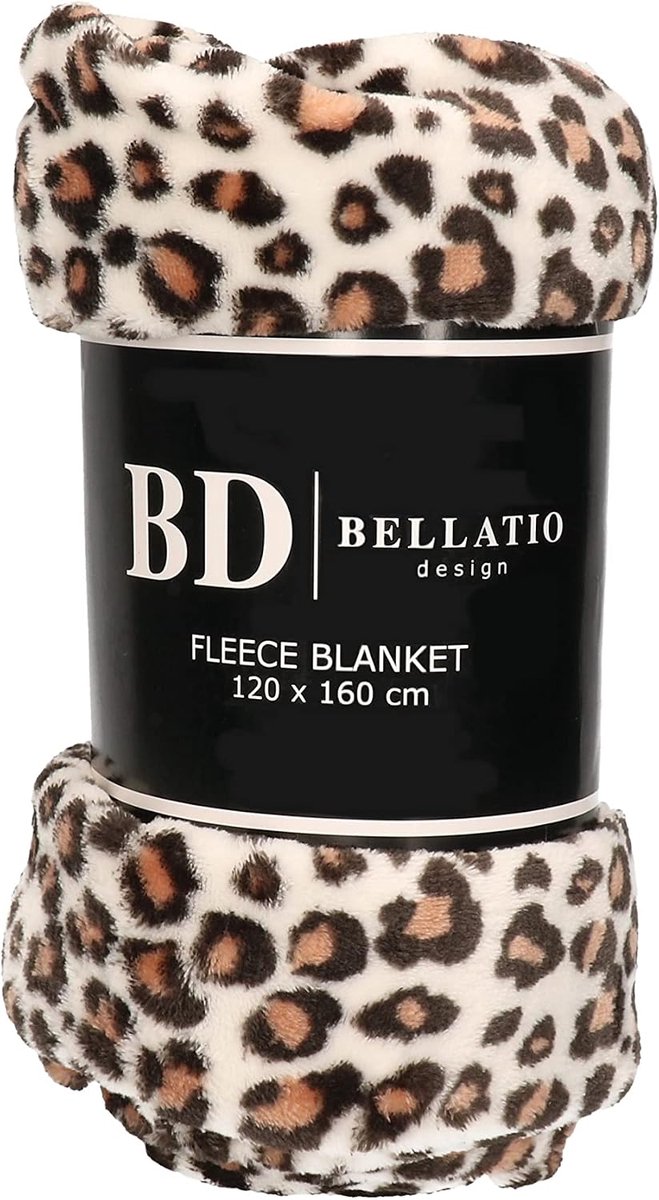 Fleece plaid leopard print 120 x 160 cm - zachte fluffy teddy fleece - perfect voor extra warmte - SnelShoppen