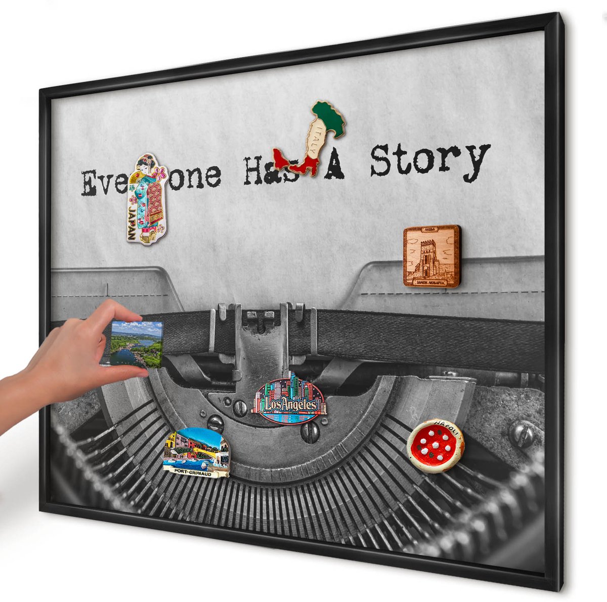 Artprintcave Zwart Magneetbord mit Zwart Frame - 80x60 cm - Vintage Machine Magneet Bord mit Frame - Vintage Magnetische Organizer - Deel