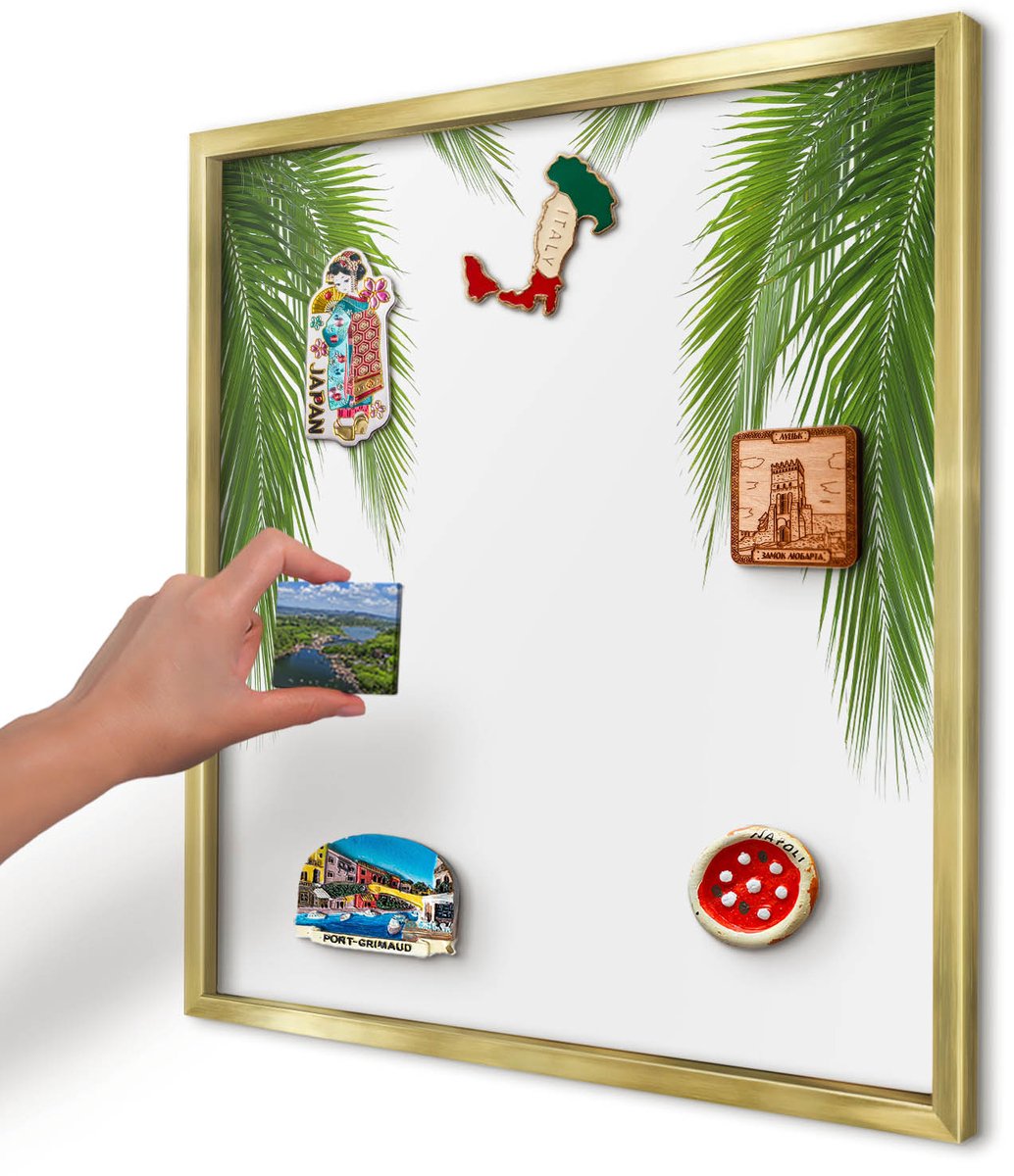 Artprintcave Groente Magneetbord mit Gouden Frame - 50x50 cm - Exotische Natuur Memobord Keuken - Modern Magneetbord Voor Keuken - Natuur