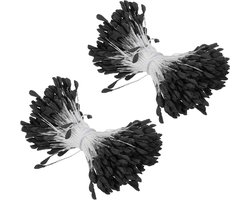 2,5 mm dubbele kop bloem meeldraden, 680 stuks kunstbloem meeldraden pistil matte parel bloemen meeldraden voor doe-het-zelf kerstkaart bruiloft decoratie, zwart