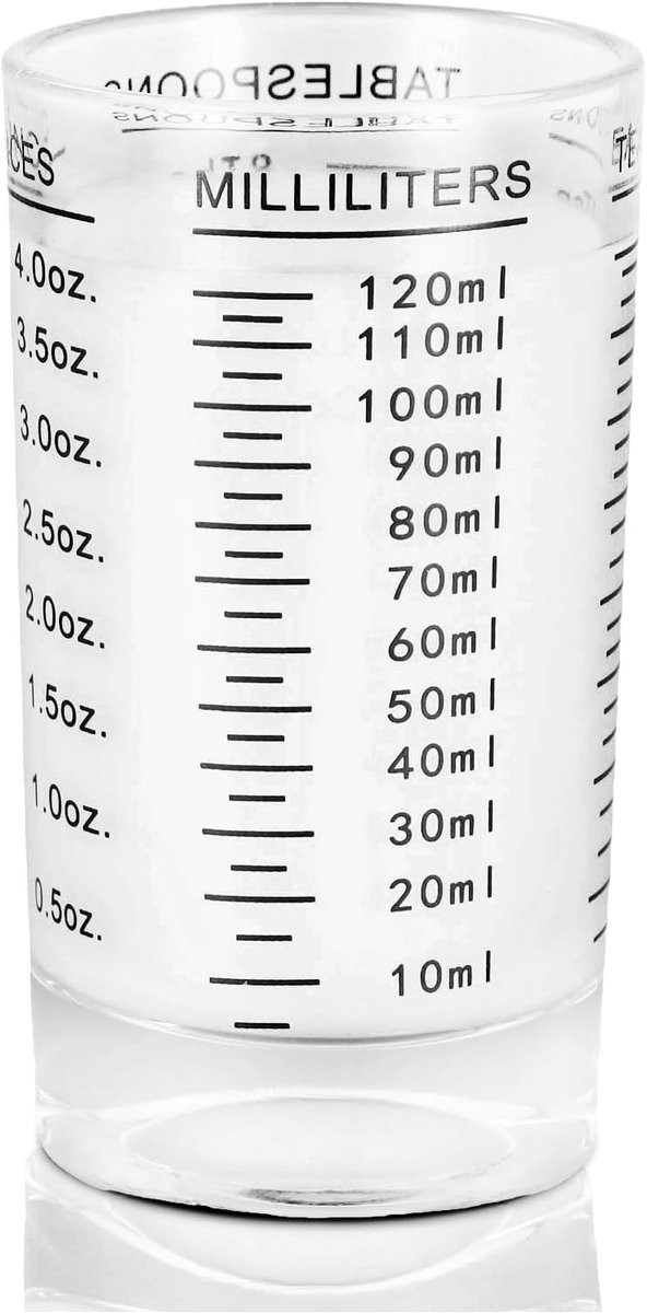 Maatbeker van glas, klein, 120 ml, glazen maatbeker voor wodka, cocktails, tequila, hittebestendig, maatbeker met weegschaal voor keuken, bar (zwart)