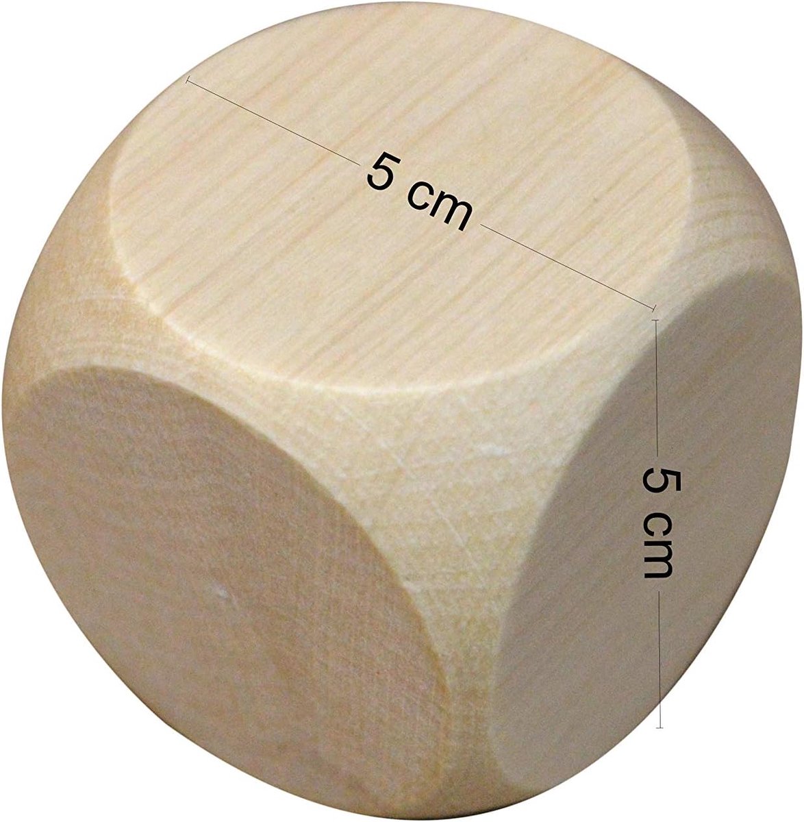 10 x houten dobbelstenen met eenvoudige dobbelstenen, blank, ongelakt, hout, zeskant, 50 mm