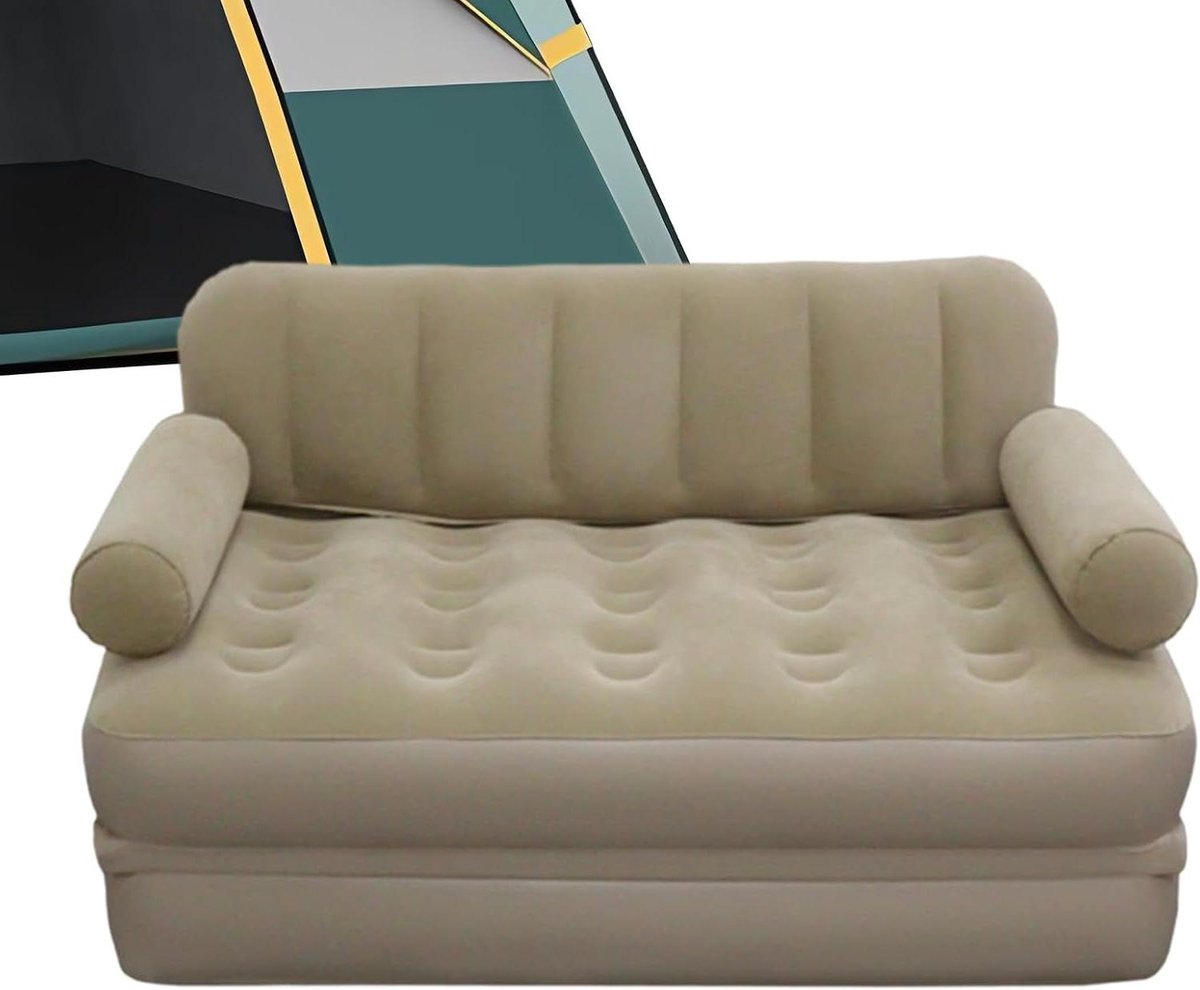 Opblaasbare Zitbank - Lounge Stoel Campingbank - Buiten Ontspannen - Snel Opblaassysteem - 39 x 31 x 13 cm - Kaki