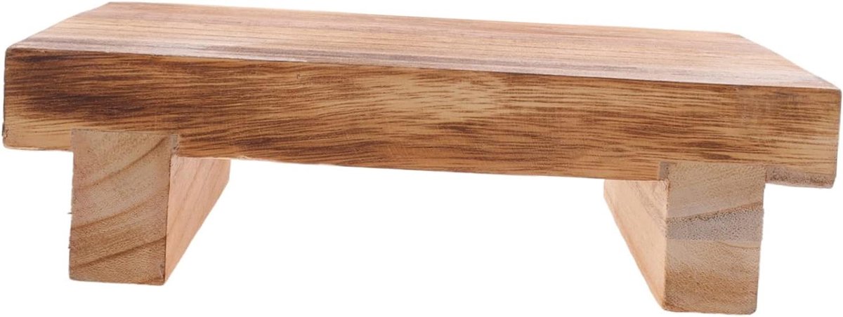 Houten Voetenbank - Opstapje Kruk - Comfortabel Zitten - Afgeschuind Ontwerp - 25 x 18 x 7 cm - Lichtbruin