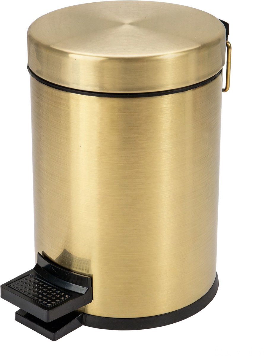 VDN Stainless Prullenbak - Pedaalemmer - Afvalbak - 3 liter - RVS - Afvalemmer - Geborsteld goud