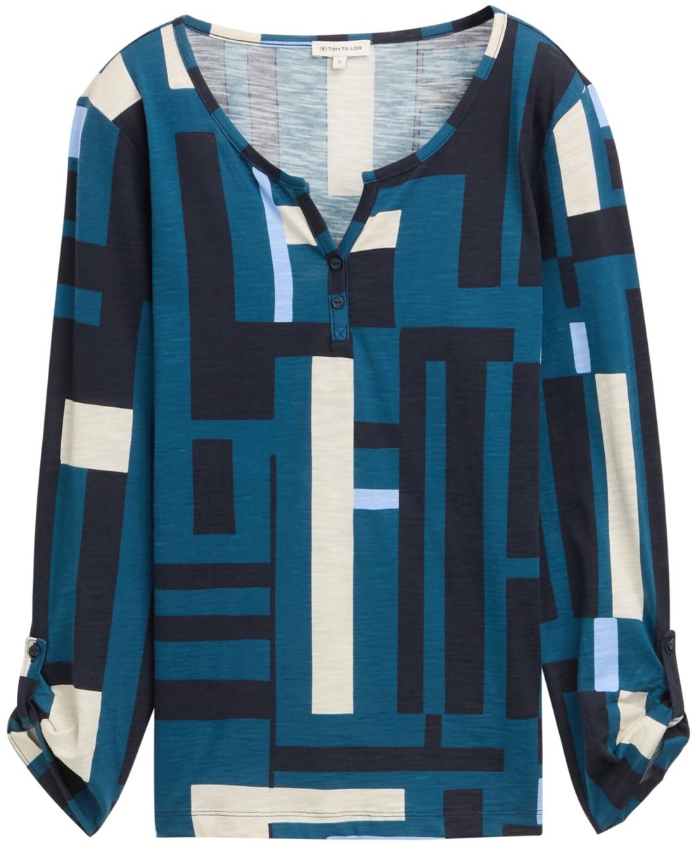 Tom Tailor - Dames t-shirt - Maat S - Vrouwen - blauw - katoen