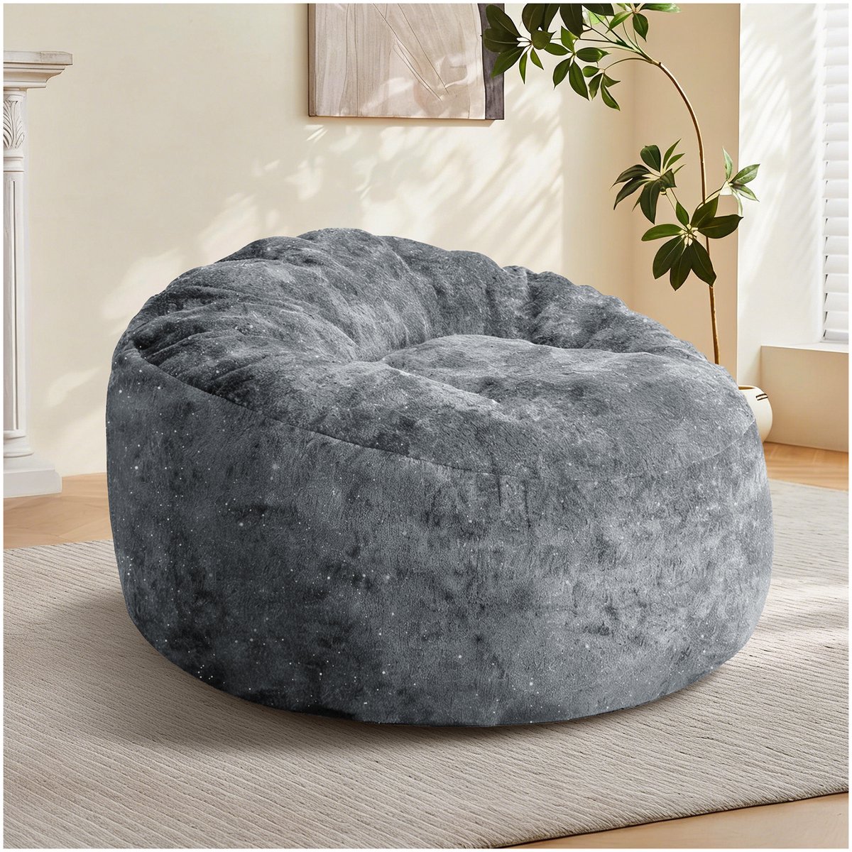 REDOM - Zitzak stoel - Hoog rugleuning - Gebogen steun - Flanellen bekleding - Binnen - Volwassenen - Flanel - Grijs - 98 x 100 x 61 cm