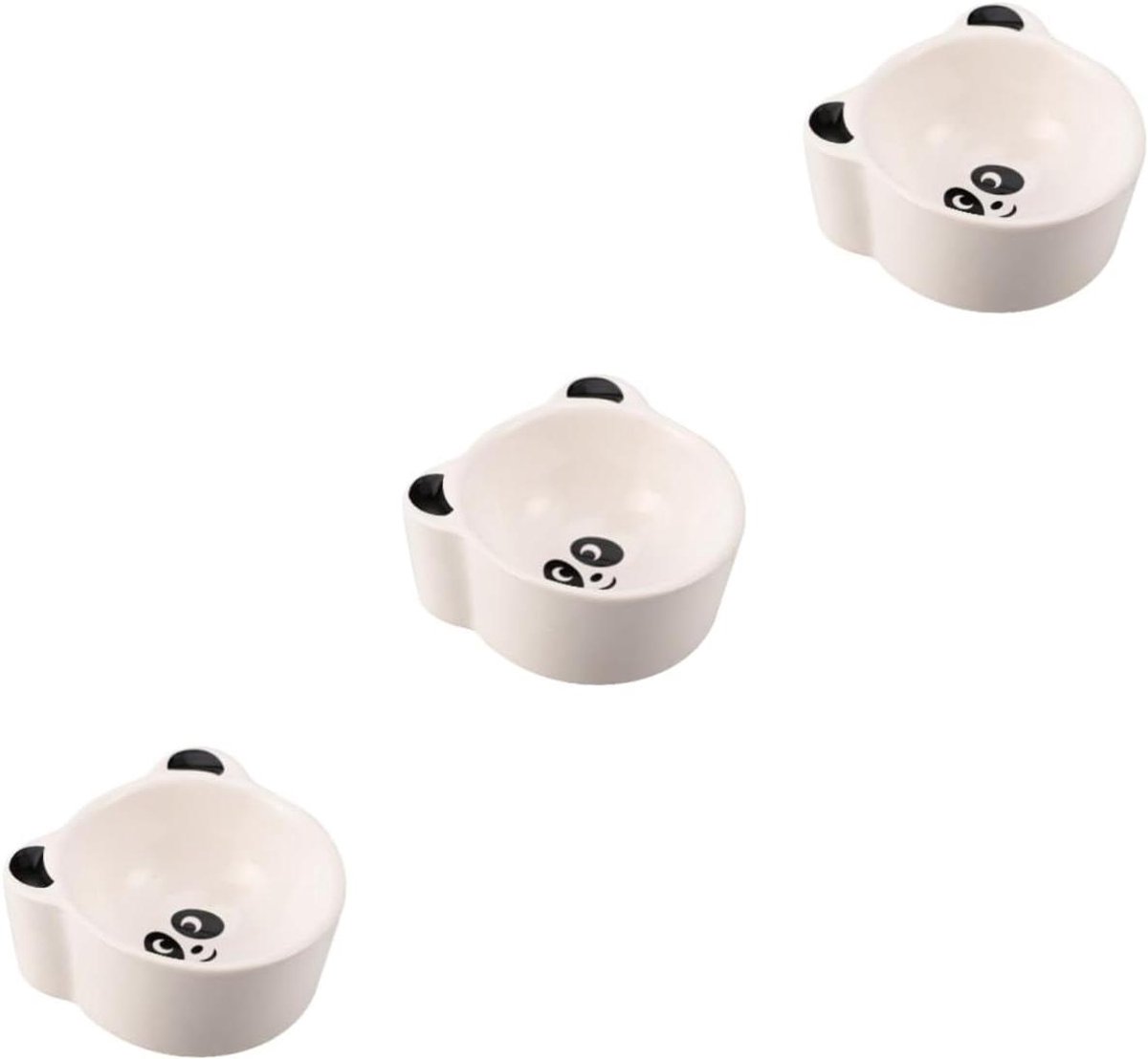 Keramische voerbak set - Voerbakjes huisdier - Kleine dieren voeren - Anti-omval ontwerp - 3 stuks - Wit