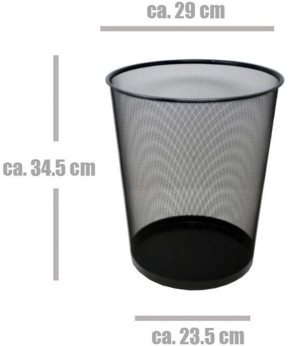 SnelShoppen - Trash Can 19L Ronde Prullenbak - Lichtgewicht en Robuust - Tijdloos Design - Zilveren Draadmand - Ideaal voor Kantoor, Hotelkamer, Studi