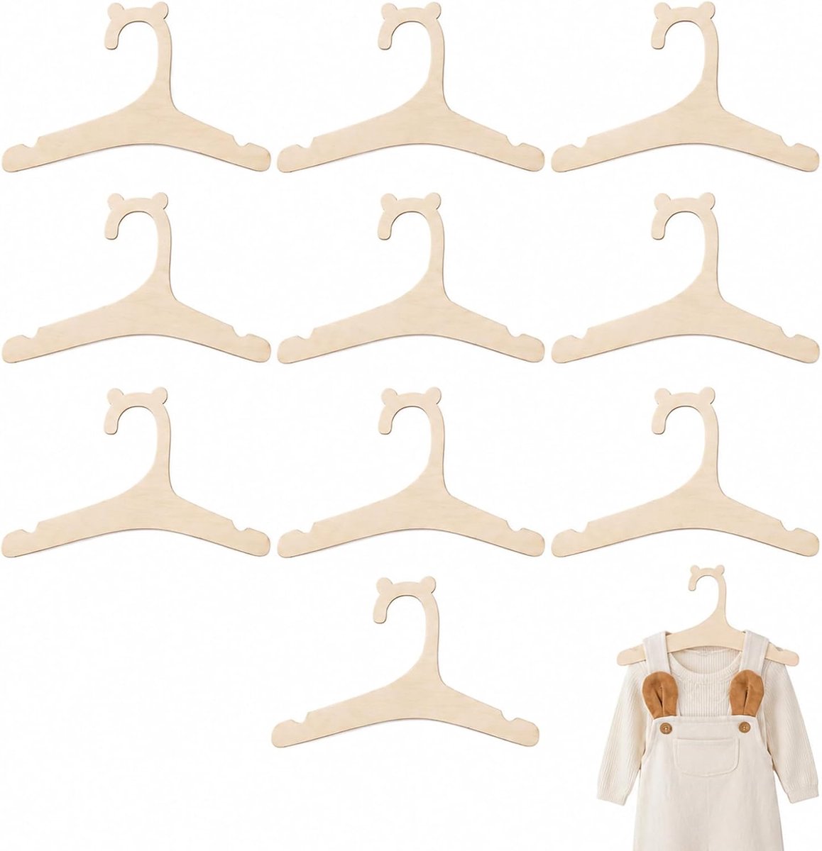 Kleerhangers van hout, babykleerhangers van hout | houten hangers voor kinderkleerhangers, voor kleding, broeken