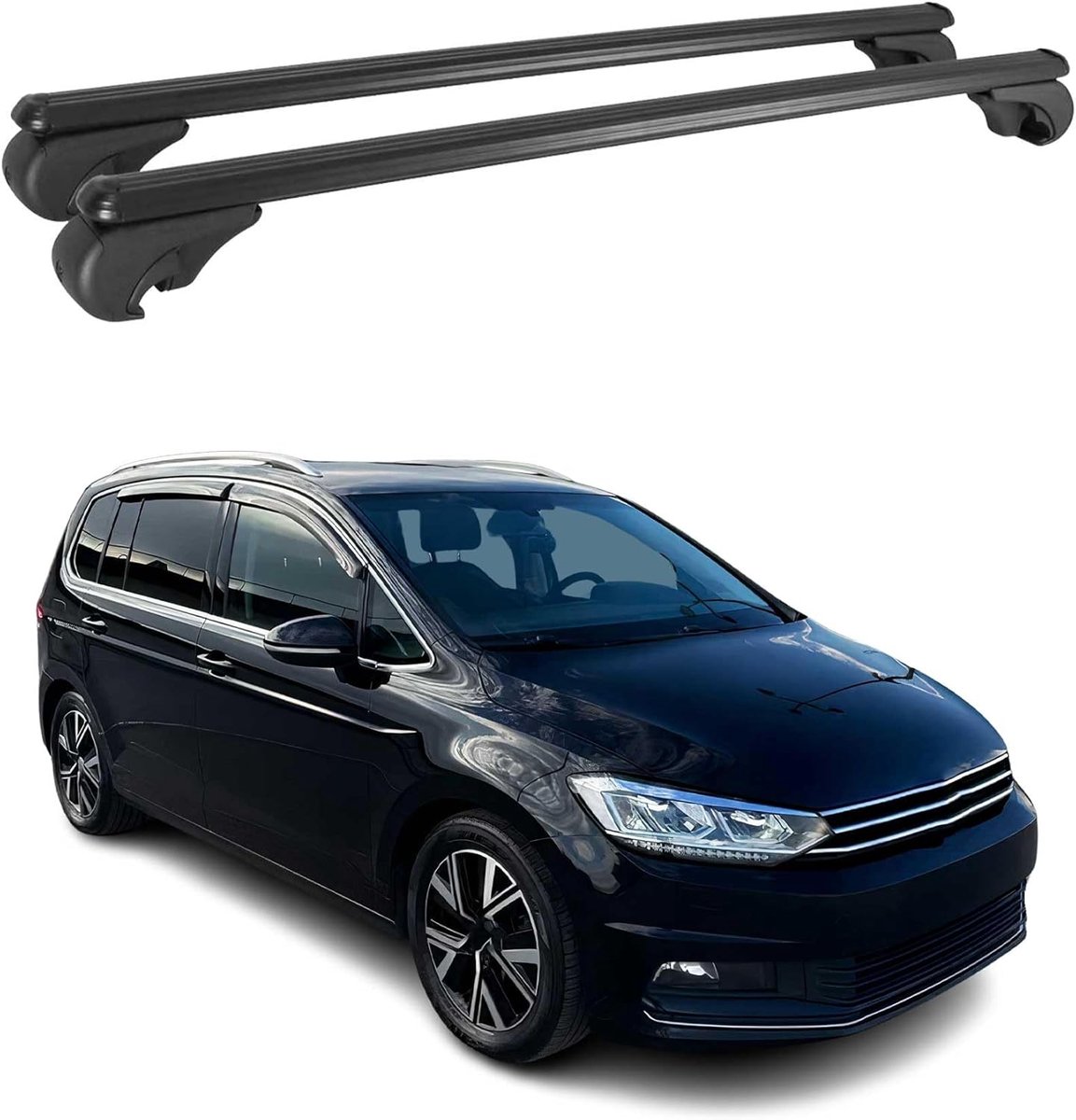 SnelShoppen - Universele dakdrager aluminium zwart 2X - Aerodynamisch, eenvoudig te installeren, voor fietsen, ski's, sneeuwboards en dakkoffers