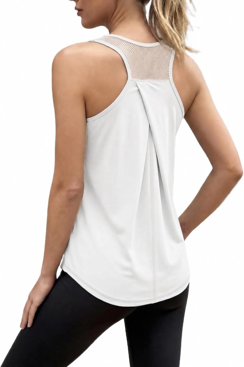 Dames workout tops racerback mouwloos tanktop mesh sportshirt yoga