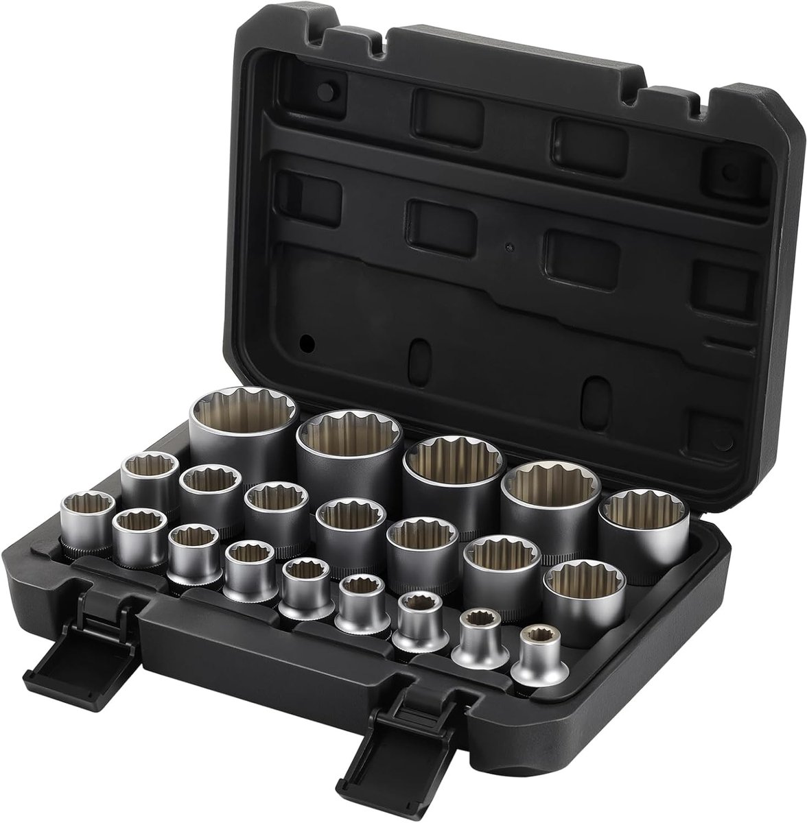 21-delige spline dopsleutelset 1/2' meertand dopsleutelset 12-punts dopsleutelset 8-36 mm, CR-V stalen contactdoos metrisch