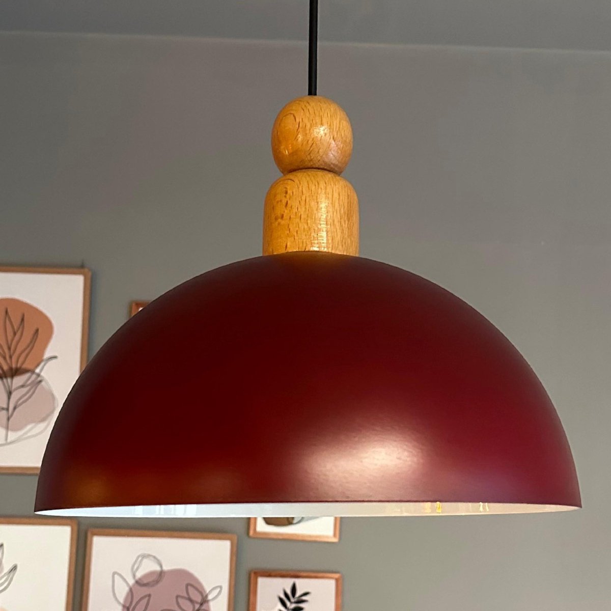 Bamyum Yimpi hanglamp, industriële Modern stijl, Ø43 cm, bordeaux metalen lamp