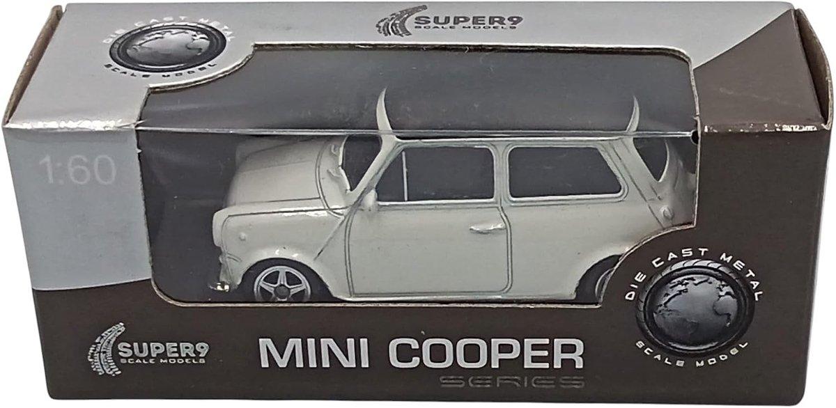 10 - Miniatuurauto, compatibel met Mini Cooper 1300, wit, schaal