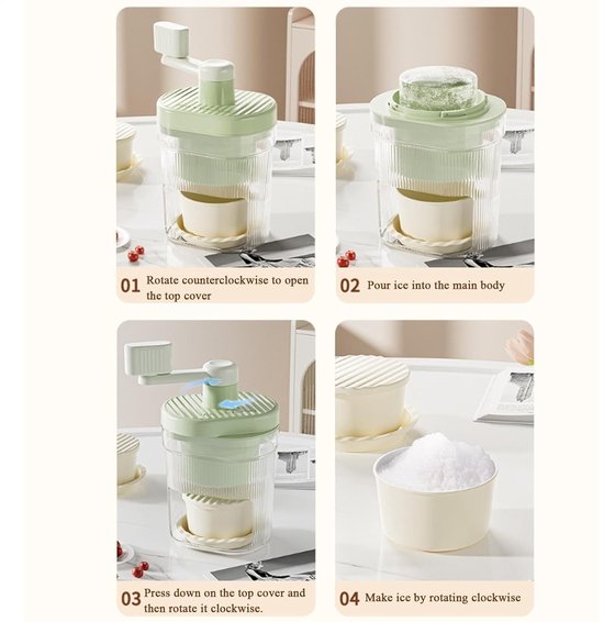 Schepijsmachine - Ijsmaker Handmatig - Desserts Maken - Geen Elektriciteit Nodig - 12x23cm - Wit — afbeelding 2