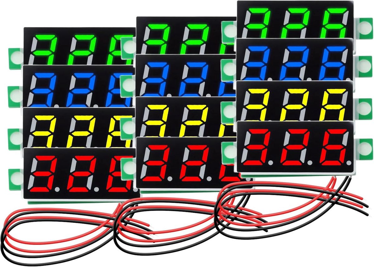 Voltmeter DC 2,5-30 V - nauwkeurige led-spanningsweergave met ompolingsbeveiliging, 2-draads digitale voltmeter voor auto, motorfiets, elektronica-projecten