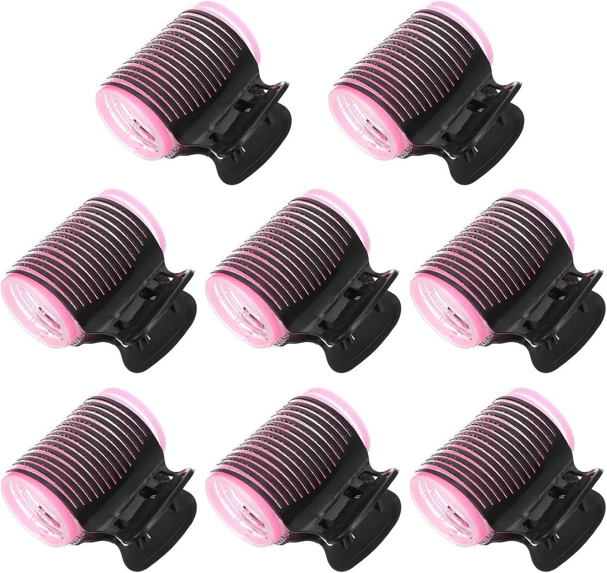 16 stuks zelfgreep-haarrollers, set met 8 zelfklevende rollen en 8 hot roller-clips, zwarte haarkrulspelden, klauwclip, veelzijdige haarrolclip, moeiteloze krullen en golven voor vrouwen, lange