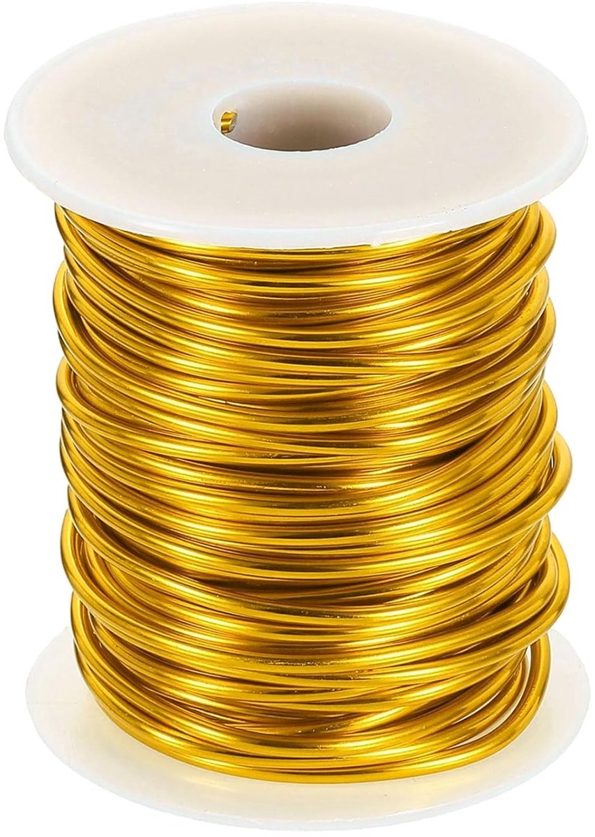 Draad, 10 gauge, 2,5 mm, flexibel, flexibel, geanodiseerd, metaal, sieraden, modelleerdraad voor sieraden, modelbouw, doe-het-zelf, geel