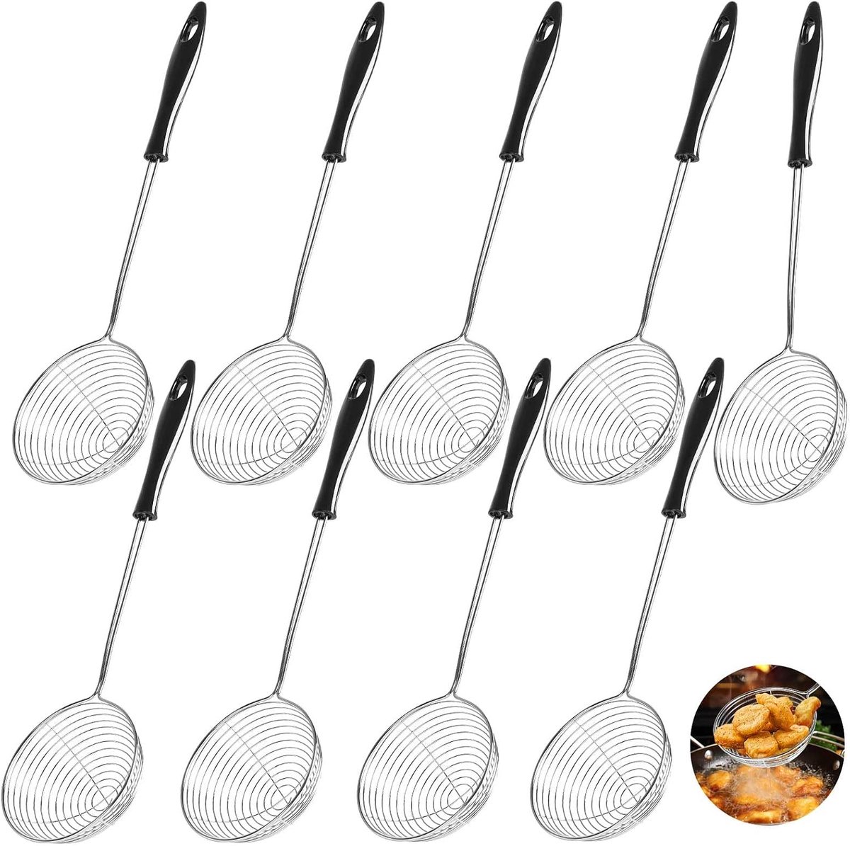 9 stuks roestvrijstalen hotpot zeeflepels, 8 cm kleine spinlepel