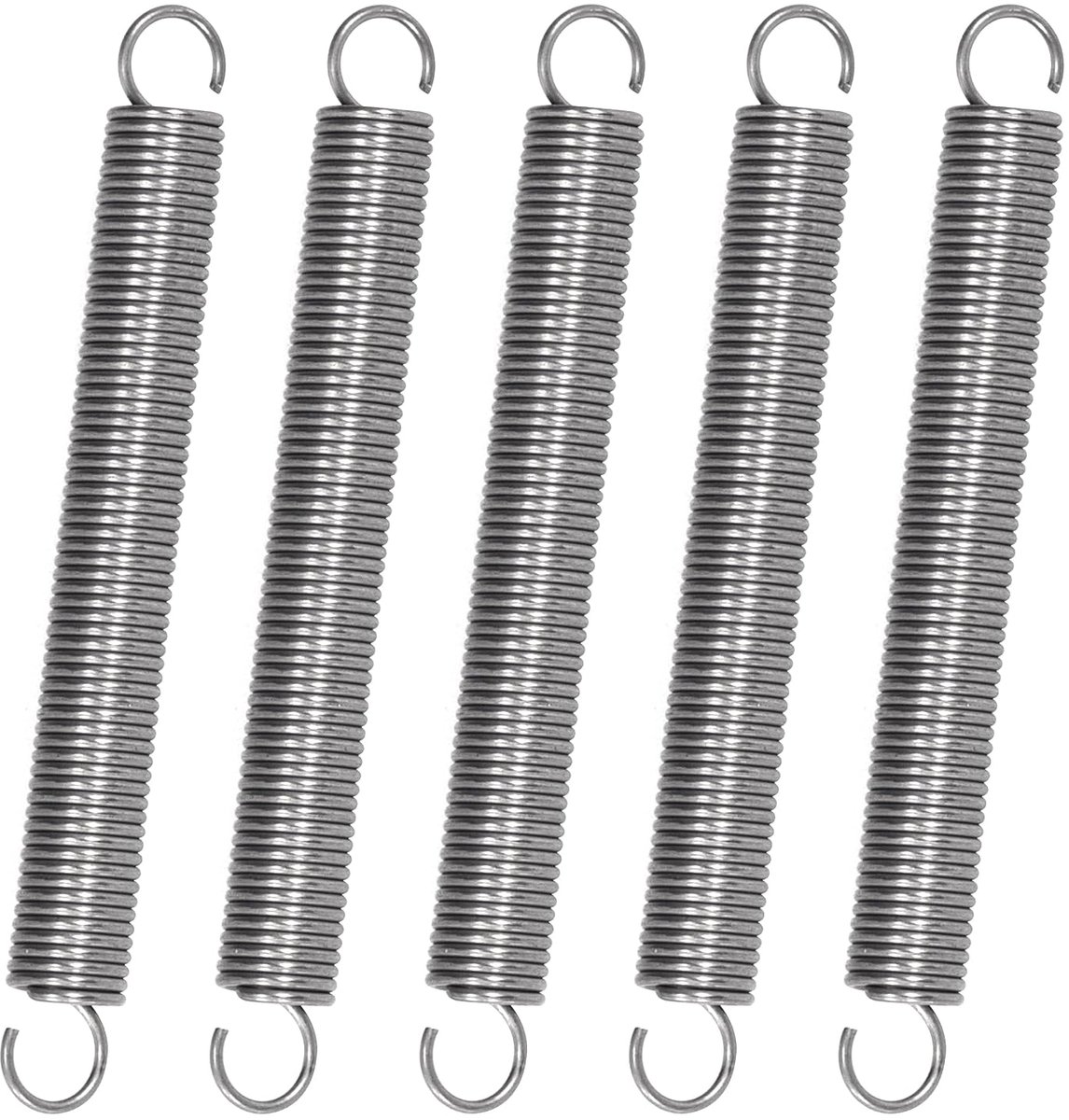 35 mm spanveren met haken, veren van roestvrij staal, draaddiameter 0,45 mm, buitendiameter 4 mm, kracht 0,49 kg, 20 stuks