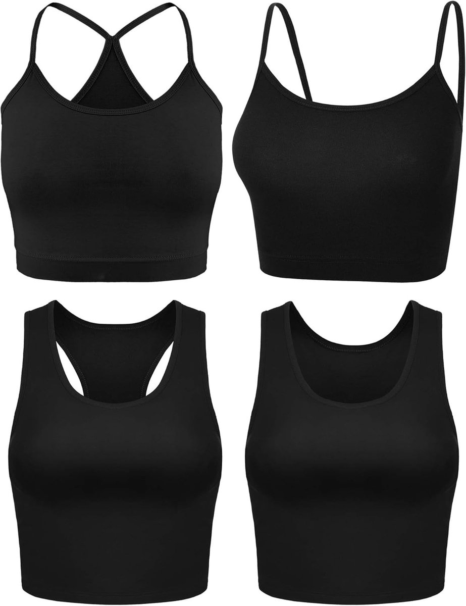 4 stuks crop tops voor vrouwen, basic workout tops spaghettibandjes tanktops mouwloze racerback cami voor sport gym