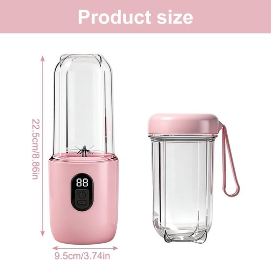 500 ml Draagbare Mixer, Mini-Mixmachine Met Led-Display, Krachtige Snoerloze Miniblender, Sapbeker Voor De Bereiding Van Melkschoppen, Vruchtensap, Smoothies — afbeelding 4