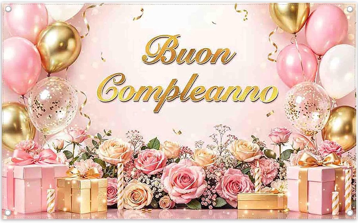 1,8 x 1,1 m roze en goud polyester achtergrond met rozen en bloemen