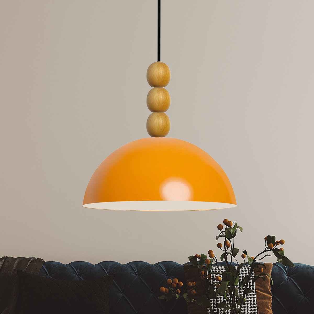 Bamyum Lipeo hanglamp, industriële Modern stijl, Ø26 cm, geel metalen lamp