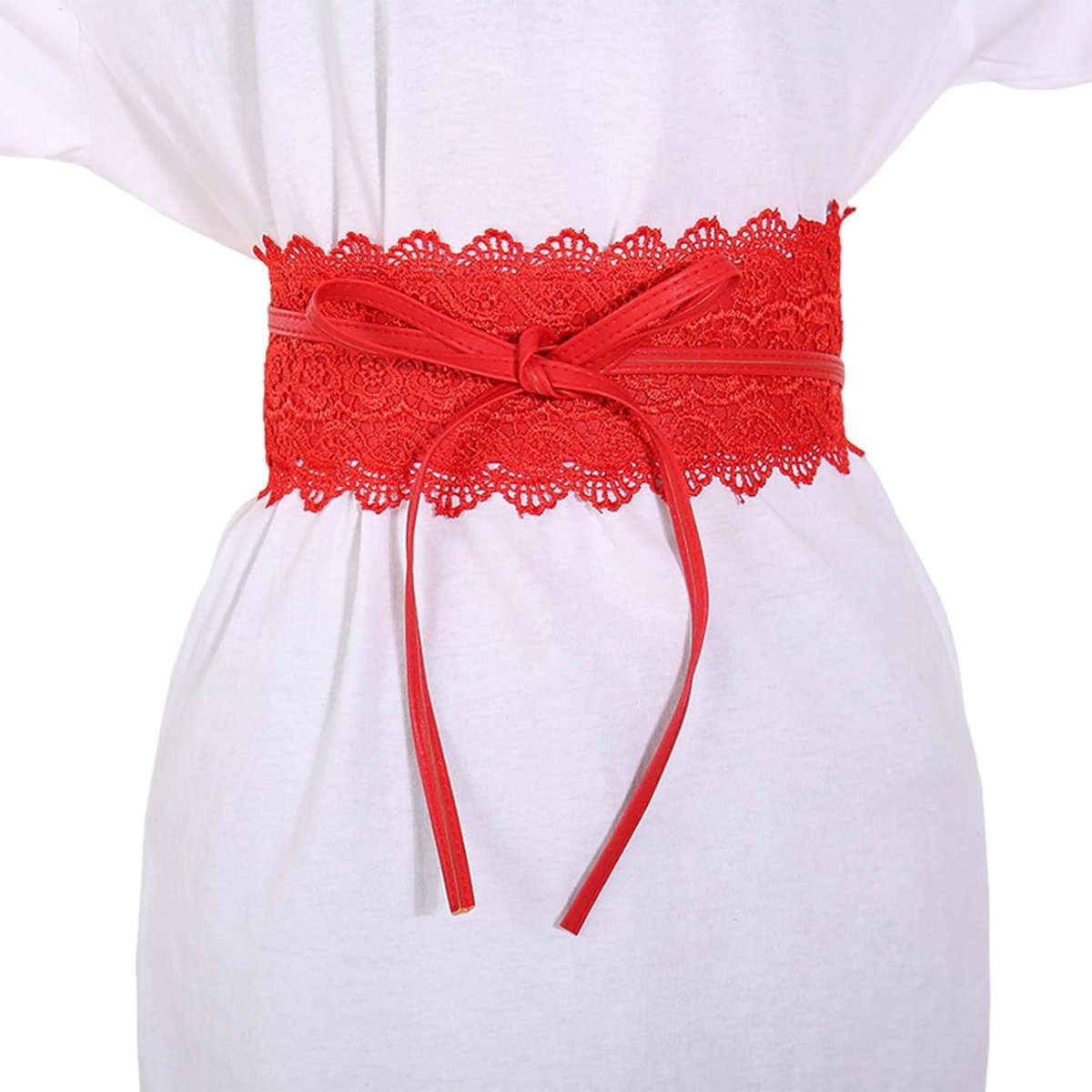 riem voor dames, brede Obi-riem van kant en nylon, 220 cm, bindriem