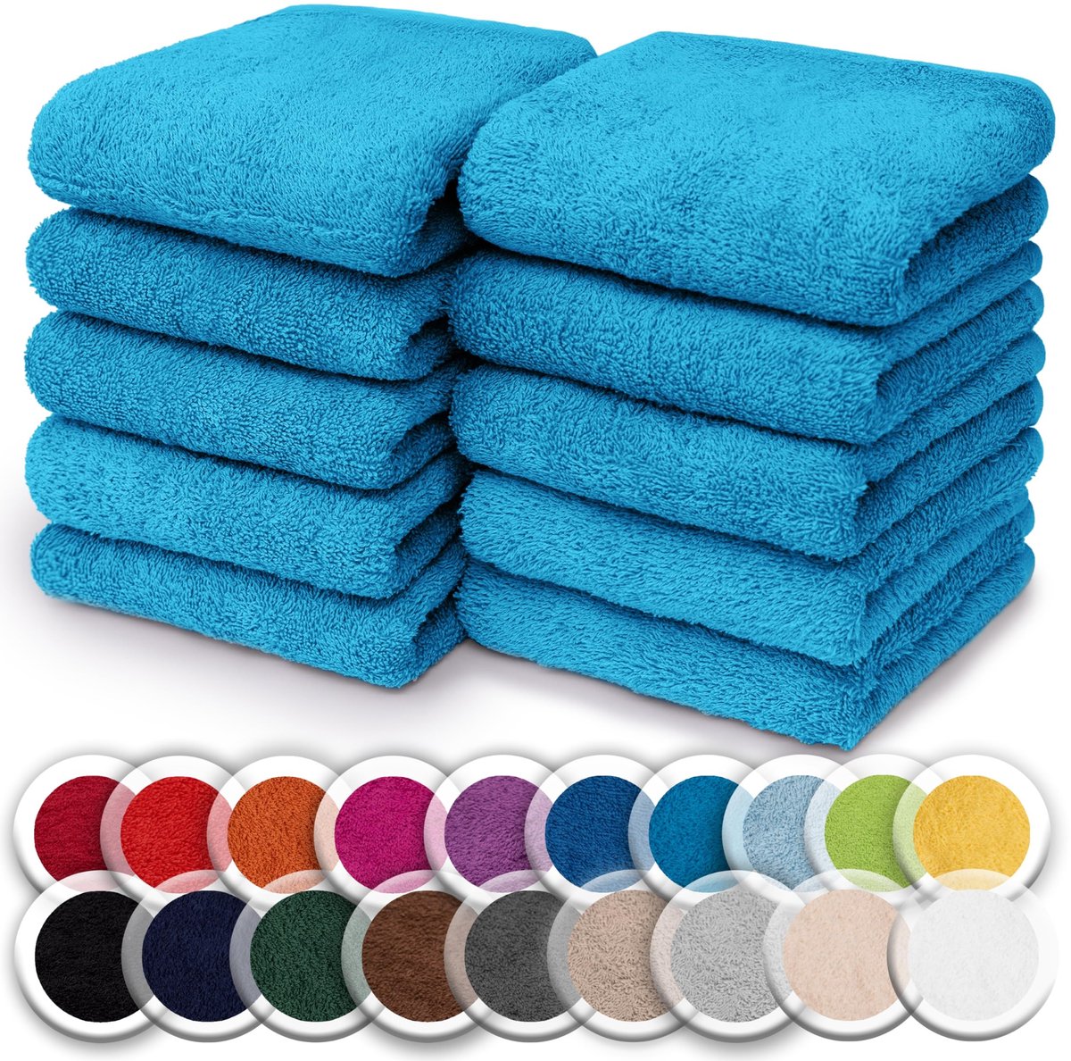Omgoods - Set van 10 Kleine Terry Handdoeken - 100% Katoen, 30x30 cm, Turquoise