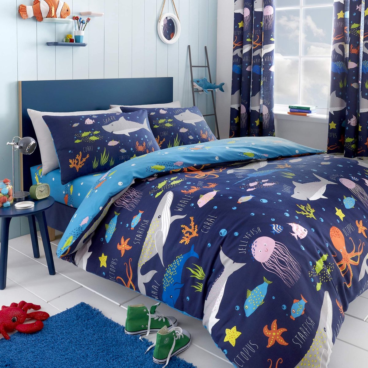 Omgoods - Bedlam Sea Life Duvet Cover Set - Dubbel Dekbedovertrek met Zeedieren