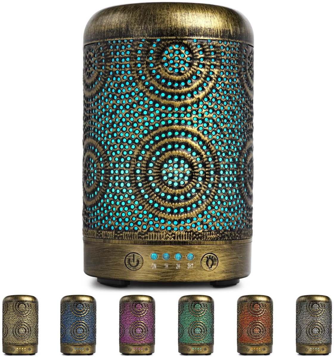 Omgoods - 100ml Vintage Metal Aroma Diffuser met 7 Kleuren LED Verlichting