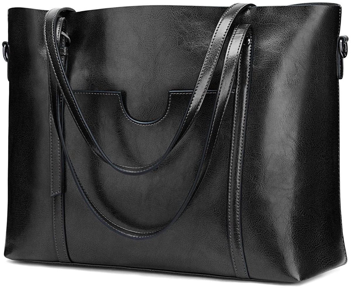 Omgoods - Dames Leren Schoudertas - Elegante Grote Handtas voor Werk en Vrije Tijd