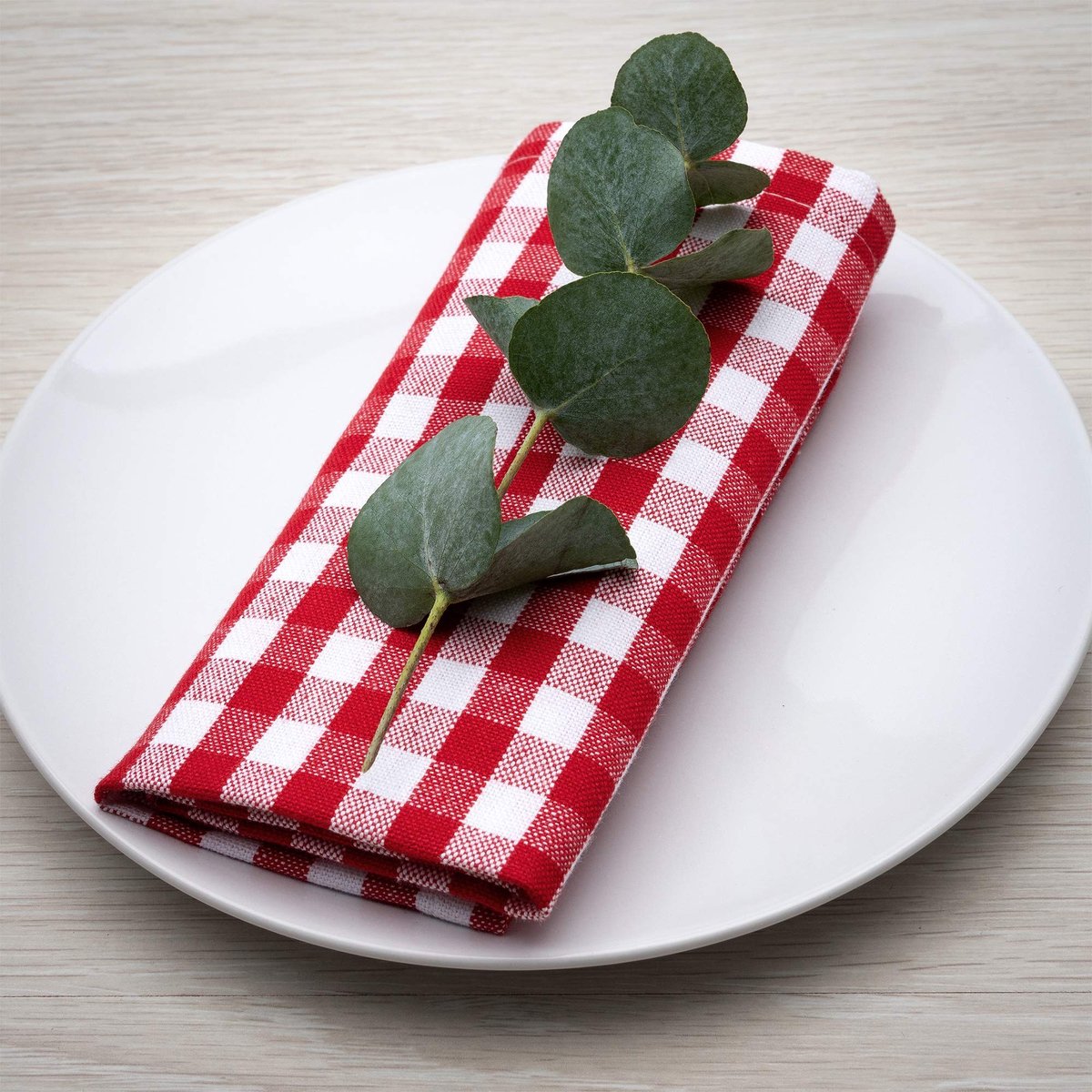 Omgoods - Servetten Set van 8 - Rood/Wit Geruit 45x45cm van 100% Katoen