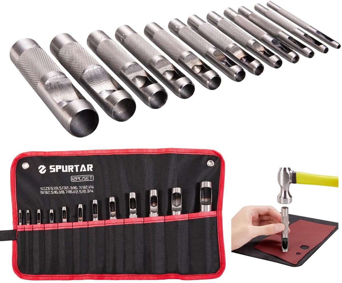 Omgoods - Heavy Duty Leather Hole Tool Set - 12PCS Gasket Punches