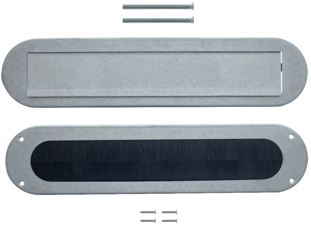 Intersteel Set briefplaat en tochtwering ovaal rvs getrommeld
